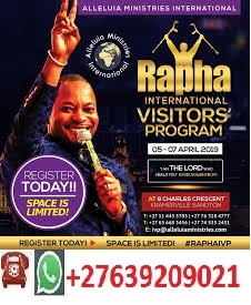 Upcoming International Visitors Program with Pastor Alph Lukau contact+27639209021