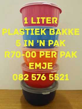 1 liter plastiek bakke te koop