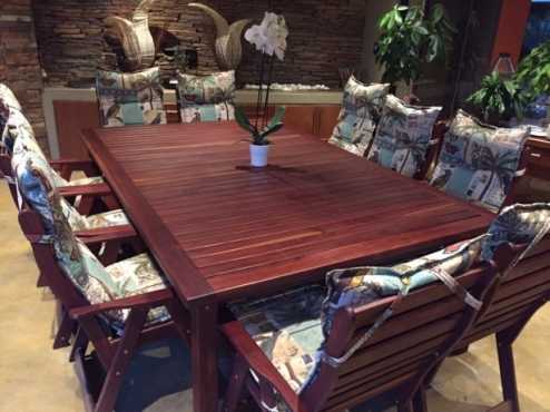 10 Seater solid Meranti Table and Chairs