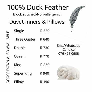 100 Duck Feather Duvet Inners amp Pillows