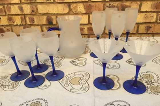 11 piece Frosted glass set