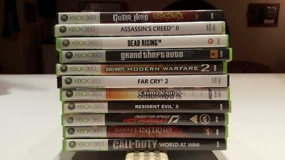 11 Xbox 360 games with guitar hero and guitar for R1200