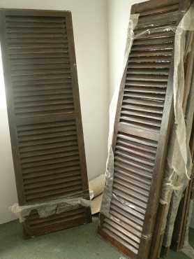 13 Teak wood shutters  2120mm X 705mm for only R1000 each