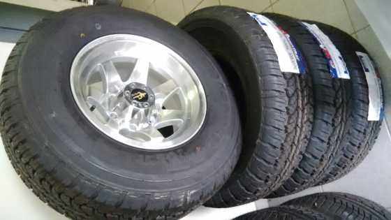 15 bakkie deep dish mags 6x139 with new 2457515 all terrain tyres set with nuts  to fit on most b