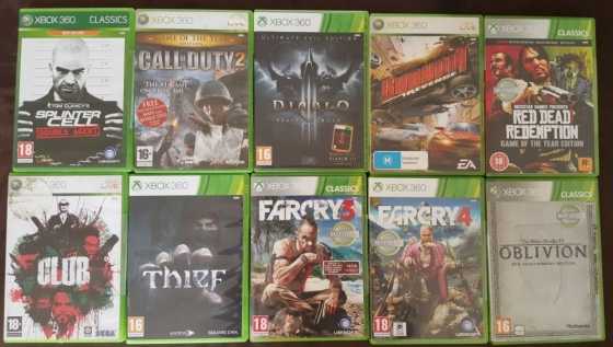 16 XBOX 360 GAMES  R250 each IN COVERS WITH MANUALS