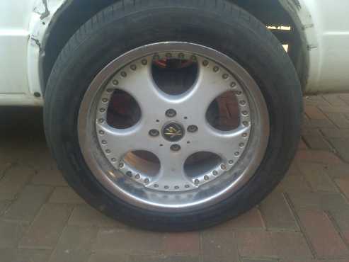 17 inch 4stud 100 pcd mags and good tyres R4500 or swop