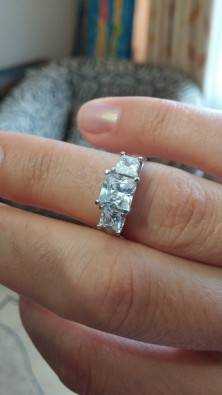 1.80 carat,3 Stone Princess Cut Lab Cr Diam ring