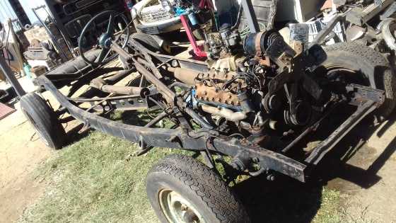 -1948 Ford complete rolling chassis with side valve V8 engine and gearbox