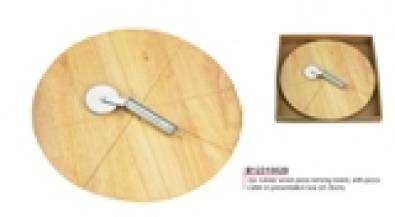 2 PIECE RUBBER WOOD PIZZA SERVING BOARD