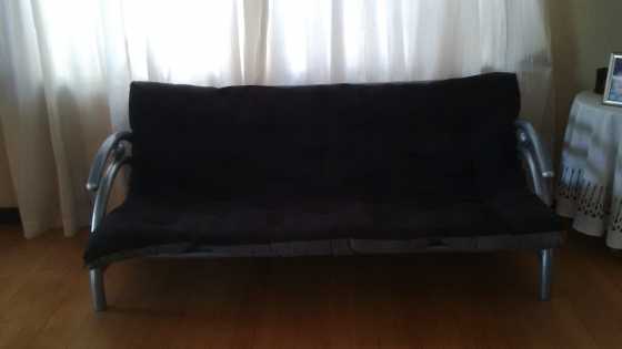 2 sleeper couches - steel frame black  grey mattress