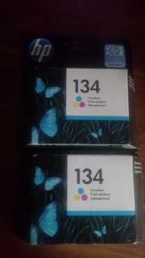 2 x HP No 134 Tri Colour Ink Cartridge