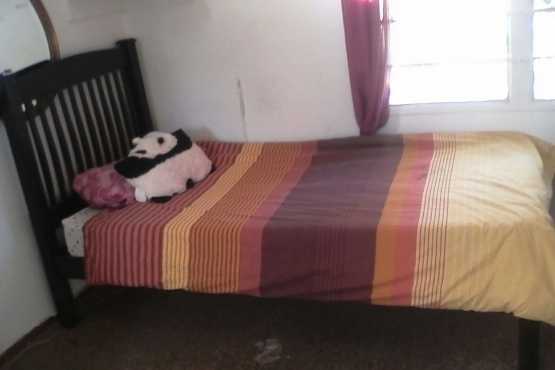 2 x Single Pine (Dark Stain) beds with mattress included