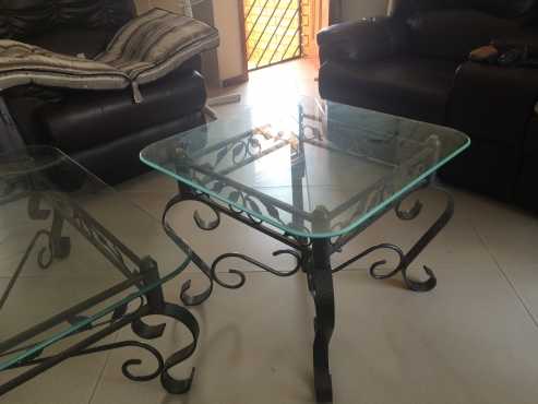 2 x Wrought Iron and Glass tables