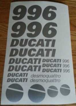 2001 Ducati 996 decals graphics sticker kits