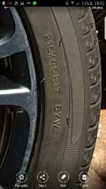 21545R17 NEW TYRES PLUS TOYOYA 86 RIMS