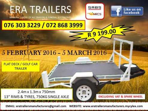 2.4m Flat Deck Trailer R9199.00 Newly Built SABS Approved