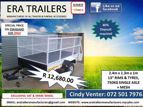 2.4m MULTIPURPOSE TRAILER FOR SALE SABS APPROVED