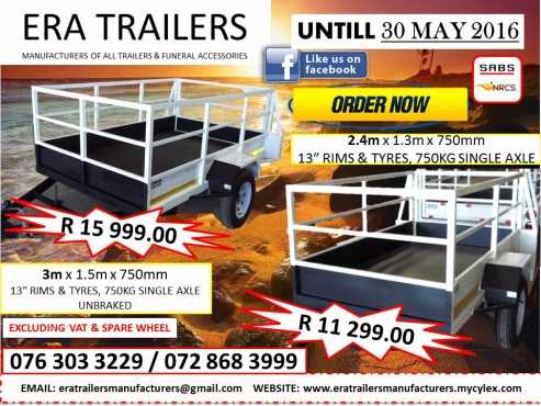 2.4m Multipurpose Trailer Newly Built SABS Approved R11299.00