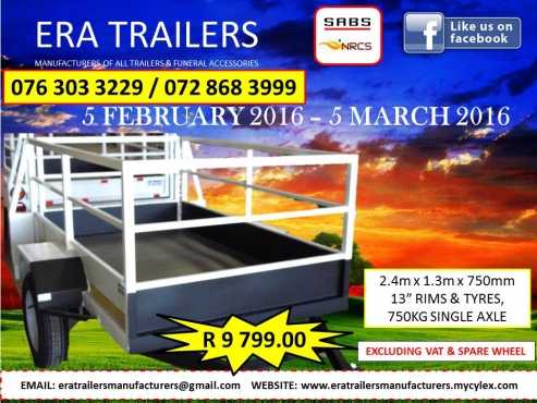 2.4m Multipurpose Trailer Newly built SABS Approved Special R9799.00