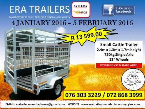 2.4m Small Cattle Trailer New year Special SABS Approved R13599.00