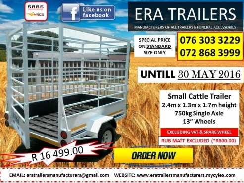 2.4m Small Cattle Trailer single axle NEW R 16499.00  SABS Approved