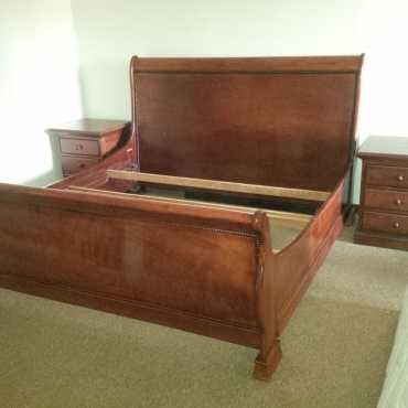 2bed site tables and wooden sleigh bed