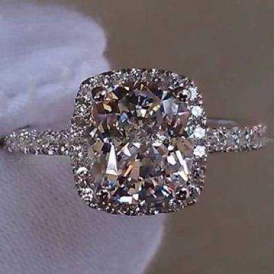 2ct Cushion Cut Lab Cr Diamond Engagement Ring