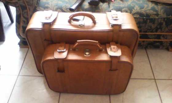 2x Brown Suitcases