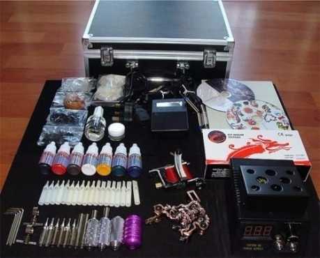 2X GUNS COMPLETE TATTOO KIT WITH LOADS OF EXTRA039S (COLOURS, ALUMINIUM GRIPS)