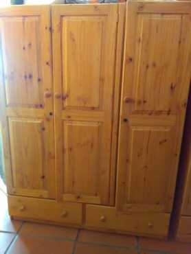 3 Door  2 Draw Solid Pine Wardrobes x 2