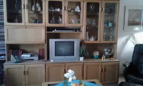 3 Piece Oak amp Glass Wall unit