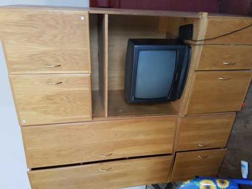 3 Piece Wooden Wall Unit for sale