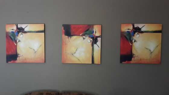 3 x abstract paintings. R 500 for all three.