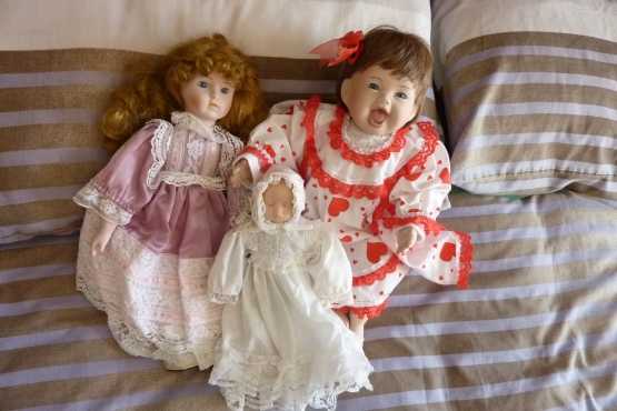 3 x Porcelain dolls