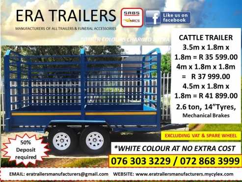 3.5M Cattle trailer for sale R35,599.00  Sabs approved