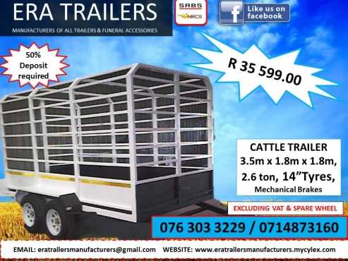 3.5m cattle trailer for sale  sabs approved