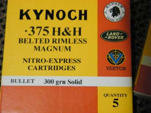 .375 HampH Kynoch bullets Nitro - Express in original packaging X5 in box