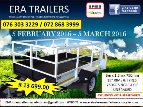 3m Multipurpose Trailer Newly Built R13699.00 SABS Approved