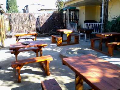 4 Seater Wooden Table and Bench - Varnished