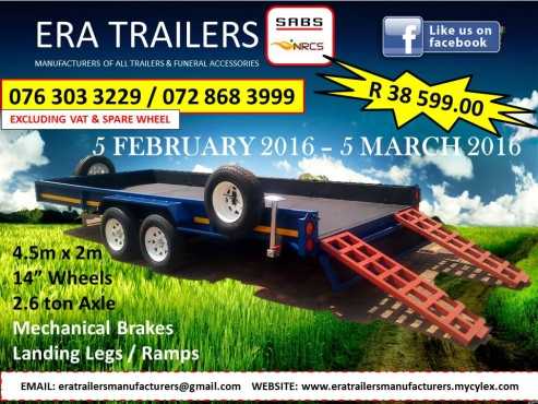 4.5m Bobcat Car Trailer 2.6ton Newly Built SABS Approved R38599.00