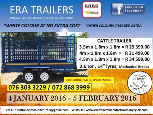 4m Cattle Trailer 2.6ton double axle New Years Special R31499.00