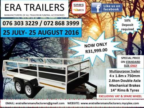 4M MULTIPURPOSE TRAILER FOR SALE. SPECIAL THIS MONTH ONLY