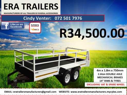 4M MULTIPURPOSE TRAILER FOR SALE WITH MECHANICAL BRAKES DOUBLE AXLE