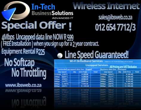 4Mbps Uncapped data line NOW R 599