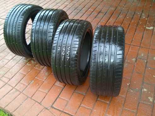 4xRoadstone tyres 2454517,Almost 90 percent tread