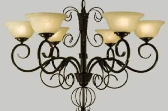 6 Light Wrought Iron Chandelier