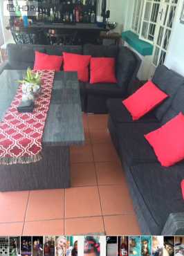 6 seater and 2 x ottomans outdoor set