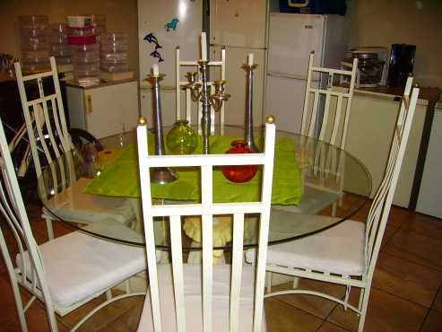 6 Seater Dining Room Set include Glass top table for sale