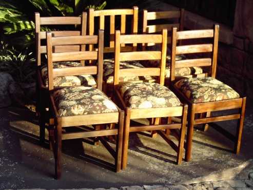 6 Teak Dining Chairs New Upholster (R395 each)