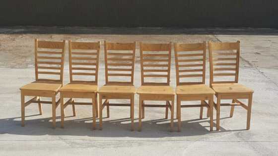 6 x Raw Pine dinning room Chairs